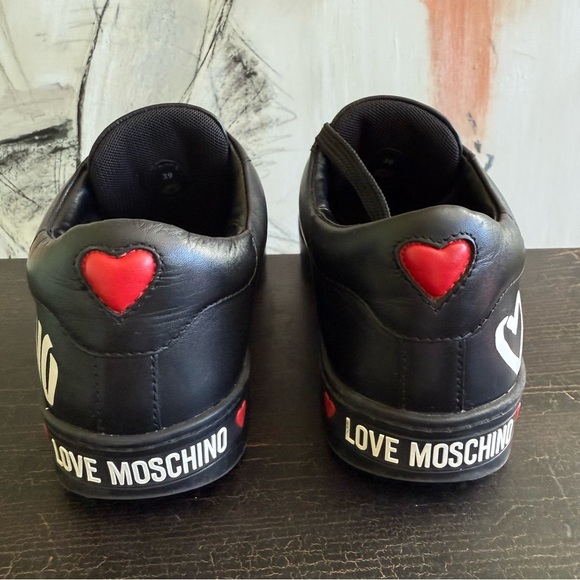 Moschino Black Sneakers with Red Heart Detail - Picture 7 of 13